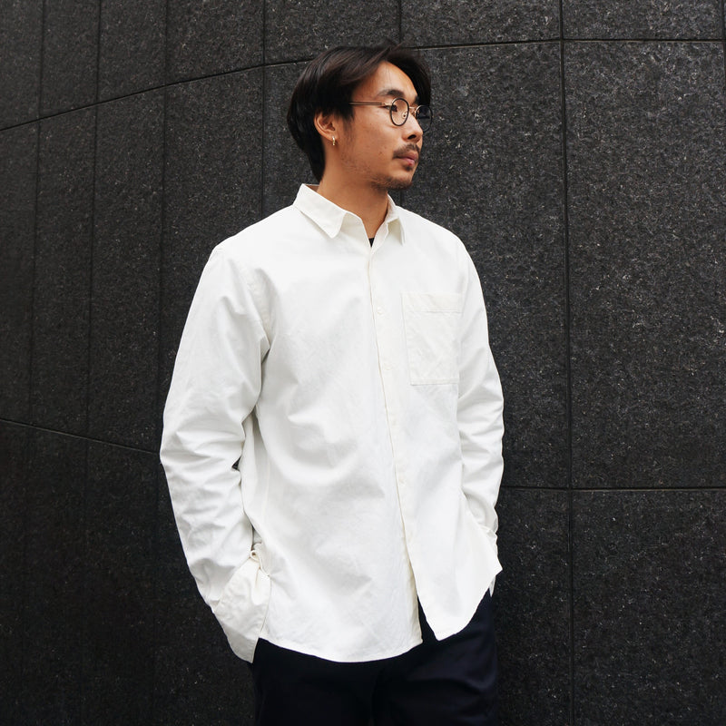 <24SS新作>Cotton Washi Garment-dyed Shirt(綿和紙製品染めシャツ)