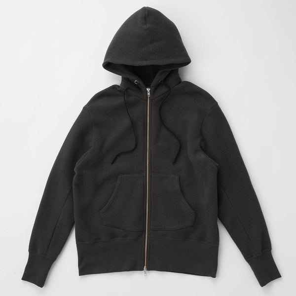 Zip front hoodie(裏起毛ジップパーカー)<br>Charcoal(檳榔子)