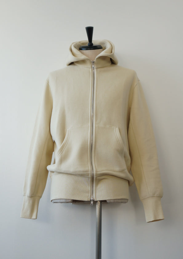 <2024AW新作>Zip front hoodie(裏起毛ジップパーカー)<br>※淡黄(クリーム)<br>※残り一点